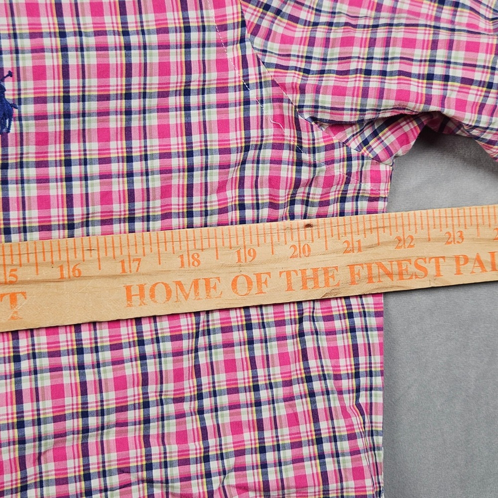 Ralph Lauren Button Down Shirt Mens Medium Pink Plaid Short Sleeve Pony Logo - Picture 6 of 9